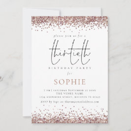 Convites Trendy Rosa Dourada Glitter Party