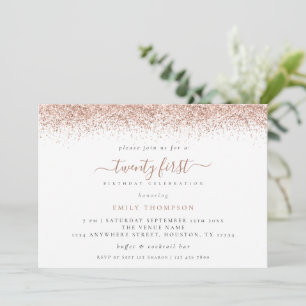 Convites Trendy Rosa Dourada Glitter Party