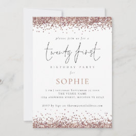 Convites Trendy Rosa Dourado Glitter 21º Partido