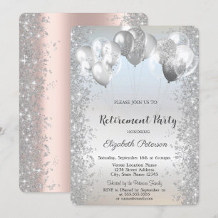 Convites Trendy Silver Glitter Confetti Balões Retirada