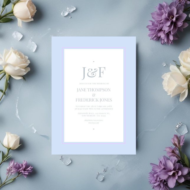 Convites Trendy Silver, Icy Blue e Lilac Weds (Trendy Silver, Icy Blue and Lilac Wedding Invitation)