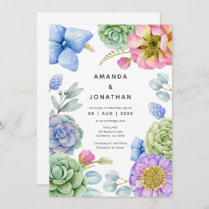 Convites Trendy Succulent Floral Wedding