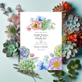 Convites Trendy Succulent Floral Wedding