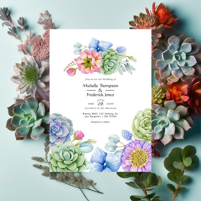 Convites Trendy Succulent Floral Wedding (Criador carregado)