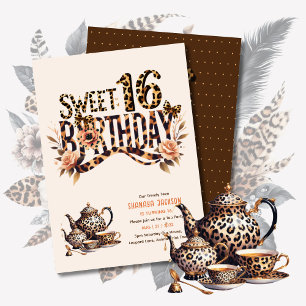 Convites Trendy Sweet 16 Leopard Print Tea Party