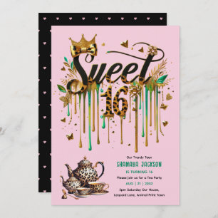 Convites Trendy Sweet 16 Leopard Print Tea Party