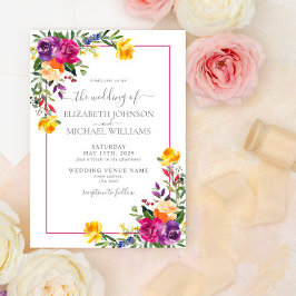 Convites Trendy Technicolor Boho Floral Foto Casamento