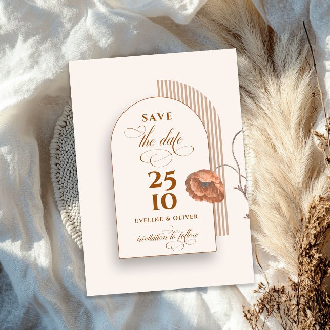 Convites Trendy Terracotta flores arca marfim (Trendy Terracotta flowers arch brown hues ivory Invitation)