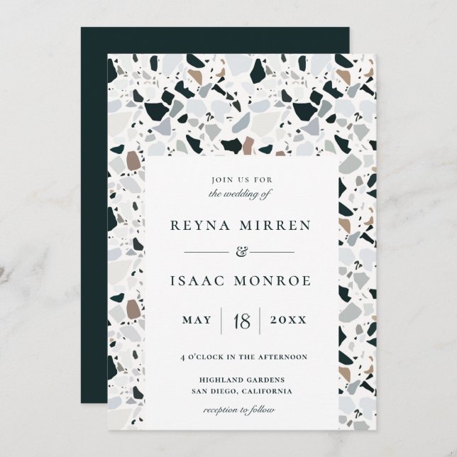 Convites Trendy Terrazzo Artisan Frame Wedding (Frente/Verso)