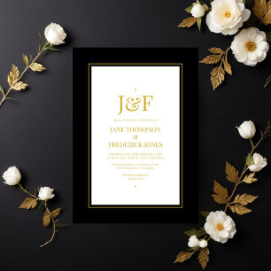 Convites Trendy Typografia Black and Dourado Weding