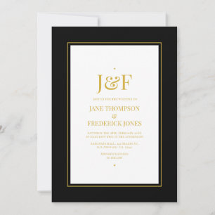 Convites Trendy Typografia Black and Dourado Weding