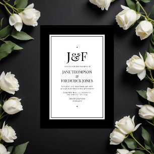 Convites Trendy Typografia Black and White Weds