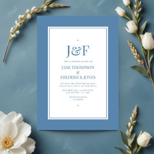 Convites Trendy Typografia Dusty Blue Weding