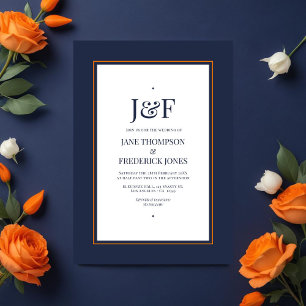 Convites Trendy Typografia Marinho e Orange Wedding