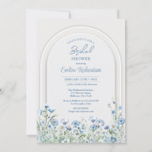 Convites Trendy watercolor azul wilflower boho arch sage