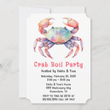 Trendy Watercolor Crab Boil Party Ou Company Party