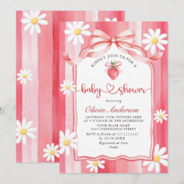 Convites Trendy Watercolor Meadow Strawberry Chá de fraldas