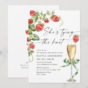 Convites Trendy Watercolor Meadow Strawberry Chá de panela