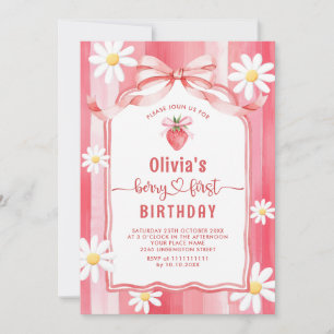Convites Trendy Watercolor Strawberry Baby First Birthda