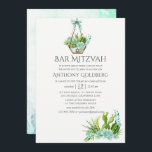 Convites Trendy Watercolor Suculents Bar Mitzvah<br><div class="desc">Placas de cacto do deserto com baixa cor azul-de-água floral suculenta,  bar mitzvah convite com tipografia elegante personalizável para suas especificidades de evento.</div>