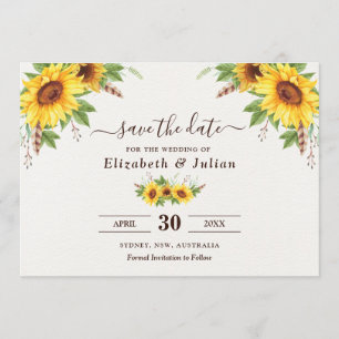 Convites Trendy Watercolor Sunflower Summer Salvar Data