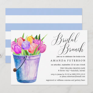 Convites Trendy Watercolor Tulips casamento Bridal Brunch
