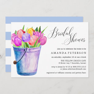 Convites Trendy Watercolor Tulips Chá de panela de casament