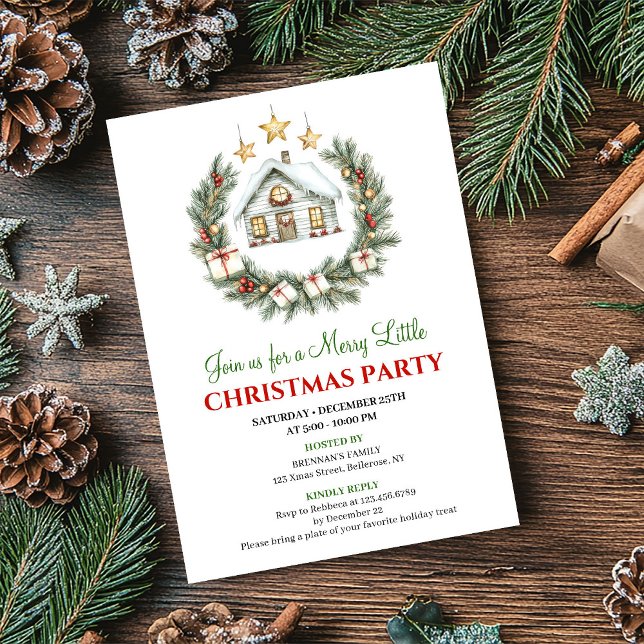 Convites Trendy Watercolor Winter Scene Christmas Invite (Trendy Watercolor Winter Scene Christmas Invite)