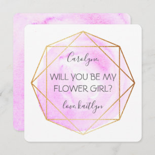 Convites Trendy Waterecolor Diamond   Seja Minha Menina Flo