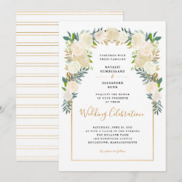 Convites Trendy White Floral Peonies celebração do casament