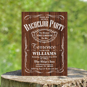 Convites Trendy Wood Typografia Bachelor Party