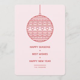 Convites Trendy Xmas Bauble em rosa e vermelho