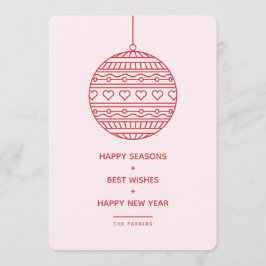 Convites Trendy Xmas Bauble em rosa e vermelho