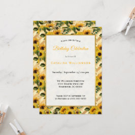 Convites Trendy Yellow Sunflower Beers Stripe Aniversário