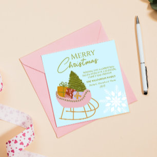 Convites trenó de Natal com presentes, árvore Família Feria