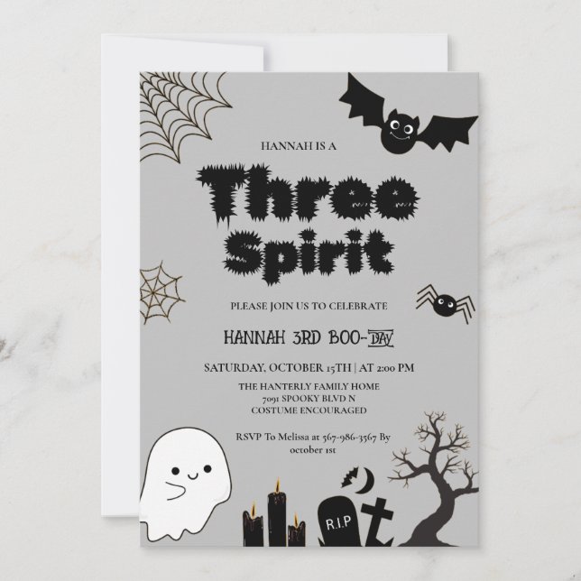 Convites Três aniversário de 3 anos do Spirit Halloween (Frente)