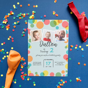 Convites Três Bolinhas de fotos a qualquer idade