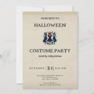 Convites Três Bruxas Negras Morcegos Vintage Halloween