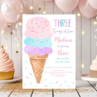 Três Colheres de Sorvete Divertido Aniversário
