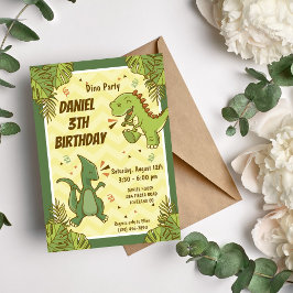 Convites Três Crianças Rex Dinossauro Festa de Aniversário
