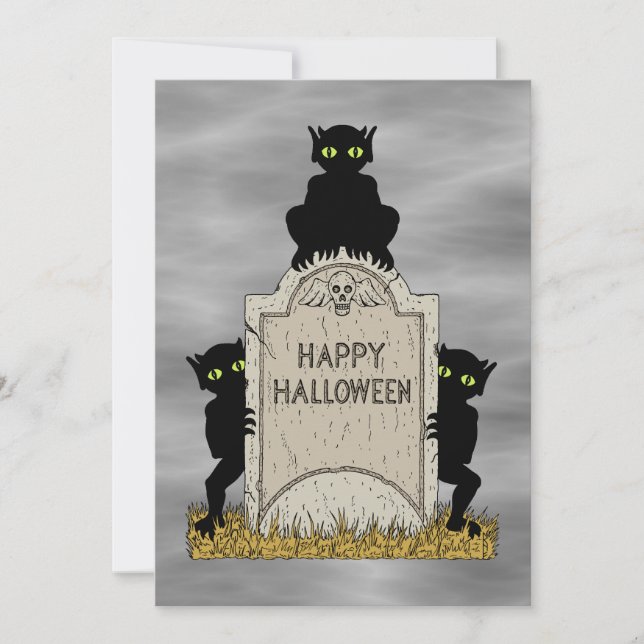 Convites Três Diabinhos Feliz Halloween (Frente)