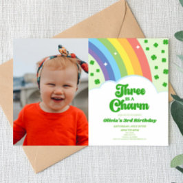 Convites Três É Um Charm aniversário de 3 anos De Festa De 