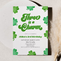 Três É Um Charm Green Clover aniversário de 3 anos