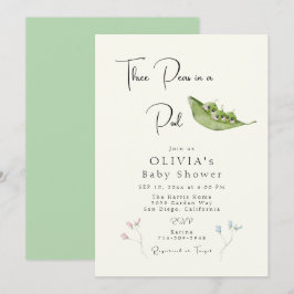 Convites Três ervilhas em Chá de fraldas de pólvora