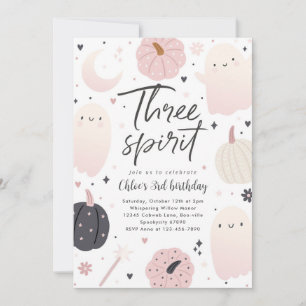 Convites Três Espírito Boho Halloween aniversário de 3 anos