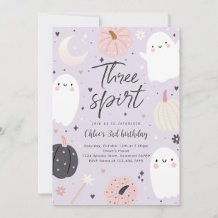 Convites Três Espírito Boho Halloween aniversário de 3 anos