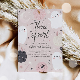 Convites Três Espírito Boho Halloween aniversário de 3 anos