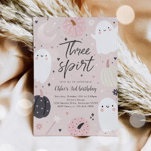 Convites Três Espírito Boho Halloween aniversário de 3 anos