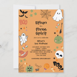 Convites Três Espíritos de Ghost Galloween aniversário de 3