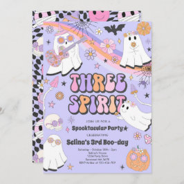 Convites Três Espíritos Halloween Groovy Ghost aniversário 
